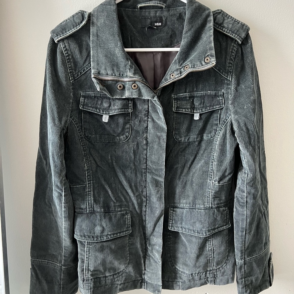 H&M Light Black Button Down & Zip Up Jacket